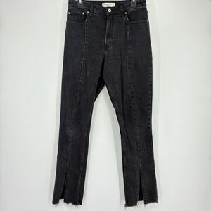 Abercrombie & Fitch Women's The Skinny High Rise Black Jeans Slit Ankles Size 6